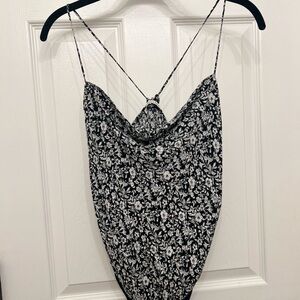 Abercrombie & Fitch Black and White Floral Bodysuit